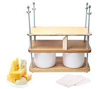 Wooden Cheese Press For Cheese Making 16 In Natural Oak 18 mm Thick - Cheese Making Kit With Wooden Cheese Press and 2 Cheese Molds 1/2 Gal, Cheesecloth, Springs and Measuring Scale Included
