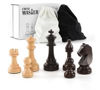 Wooden Chess Pieces - 32 Handmade Tournament Figures Made of Natural Wood with 3.7 Inch King - Luxury Staunton Design, Includes Storage Bag (without Chessboard)