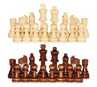 Wooden Chess Pieces Set without Chessboard | Crafted From Premium Wood, Fits 12-17 Inch International Chess Tables, Contrasting Brown-yellow Tones for Easy Recognition