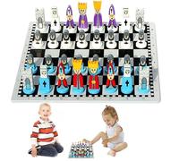 Wooden Chess Set - Cartoon Wooden Doll Chess Set | Early Educational Board Games, Classic Learning Toy | Perfect For Home, Travel, Family Fun & Strategy Gamee Lovers Kids And Adults