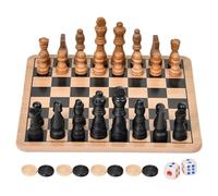 Wooden Chess Set - Double-Sided Chess Game Board | Classic Interactive Game For Beginners & Adults, Family Travel, Home & Outdoor Play