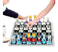 Wooden Chess Set For Kids - Classic Chess Board Game, 360° Polished Safe Chessboard, 3D Double-Sided Pattern, Set With Cute Chessboard Pieces For Kids And Adults, For Parent-Child Interaction Party