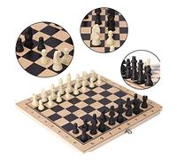 Wooden Chess Set International Chess Game Foldable Board Exquisite Solid Wood Pieces Educational Strategy Game for Kids Adults Family 11.8 x 5.9 x 1.1 Inches 32 Pieces (Black)