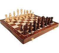 Wooden Chess Set, Luxurious Handmade 17-Inch Foldable Board with Flannel-Lined Pieces for Classic Strategy Games, Travel-Friendly and Exquisite Design