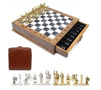 Wooden Chess Set with Storage, Handmade Chess Set, Premium Chess Board, Chess sets for adults, Medieval Chess Set (black)
