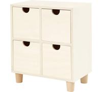 Wooden Chest Of 4 Drawers & Legs Kitchen Craft & Desk Storage Box Paint Decorate
