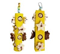 Wooden Chewing Block Pinecone Parrots Foraging Toy for Beak Health and Cage Enrichment Activity Mental Stimulation Toy Parrots Chewing Wood Block
