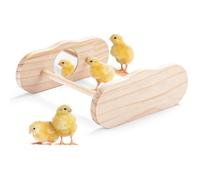 Wooden Chick Perch, Chick Stand Training Perch for Coop and Brooder, Wood Chicken Roosting Bar with Mirror, Chick Jungle Gym Perch Toy for Entertainment, Exercise, and Socialization