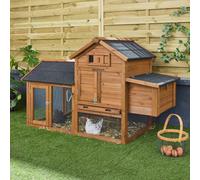 Wooden Chicken Coop For 3 Chickens With Nesting Box Natural - Sweeek