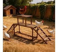 Wooden Chicken Perch Swing: Pine Wood Chicken Roosting Bars with Swing | Wooden Chicken Climbing Ladder Activity Play Toys for Pet's Healthy & Happy, for Backyard Farm,Garden