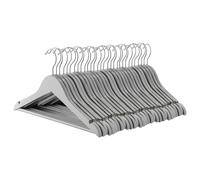 Harbour Housewares Strong Grey Wooden Children's Coat Hangers with 360 Degree Rotatory Hook | Pack of 30 | Wood Clothes Hangers with Round Trouser Bar and Non Slip Shoulder Notches Wardrobe Storage