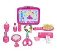 Wooden Childrens Hairdressers Vanity Case Beauty Set In Tin Carry Case