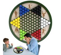 Wooden Chinese Checkers - 25cm Classic Multiplayer, Family Board Puzzle, Fun Chess Style Activity for Adults Kids | Party Entertainment for Picnic Campfire Beach Backyard BBQ Nights