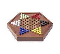 Wooden Chinese Checkers Board Game Set with 72 Colored chess board | Petal-Style Glass Marbles 16mm Strategy Games