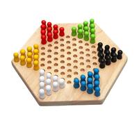 Wooden Chinese Checkers - Board Game Toys | Educational Colorful Strategy Family, Classic Checker Toy For Adults Kids Boys Girls, Hexagon Wood Marble Peg Puzzle Set Traditional Brain Training Gift
