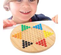 Wooden Chinese Checkers Set - Hexagonal Strategy Game, Classic Family Puzzle Board | Interactive Multiplayer Tabletop Activity, Educational Toy Adults Friends Kids Age 3 Plus Home Playtime