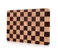 Wooden Chopping Board 38 x 25 cm, Checkerboard Design, Multipurpose Cutting Board for Meat, Cheese, Bread, Fruit, Charcuterie Serving Tray for Kitchen