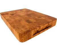 Wooden Chopping Board 40x30x4 cm | End Grain Cutting Board with Durable Oak Construction | Double-Sided Kitchen Block with Practical Handles | Bread Board with Rounded Corners