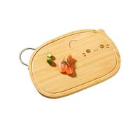 Wooden Chopping Board | Baby Food Cutting Board with Handle | Double-Sided Chopping Block with Juice Groove Kitchen Utensil for Daily Outdoor Camping Picnic Barbecue Charcuterie Bread Pastry Sushi