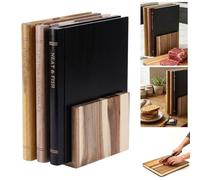 Wooden Chopping Board Set with Storage Bracket - Decorative Book Design Cutting Boards for Meat, Vegetables and Bread - Kitchen Utensils & Durable Kitchenware