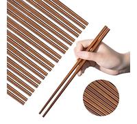 Wooden Chopsticks Reusable Dishwasher Safe 10 Pairs Chinese Asian Korea Iron Wood Handmade Chopstick Natural Healthy for Cooking Eating Restaurants Gourmets Noodles Portable Long Brown