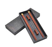 Wooden Chopsticks Reusable with Case, Chinese Chopsticks Set with Holder 2 Pair (Red sandalwood)