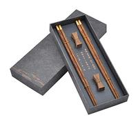 Wooden Chopsticks Reusable with Case, Chinese Chopsticks Set with Holder 2 Pair (Wenge)