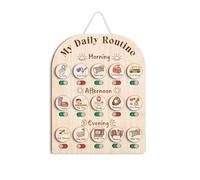 Wooden Chores Chart for Kids, Behaviour Charts for Children, Visual Timetable for Kids, Daily Routine Including Morning and Evening to Better Accompany Children in Their Growth