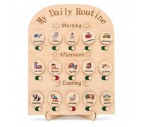 Wooden Chores Chart for Kids, Behaviour Charts for Children | Visual Timetable for Kids, Daily Routine Including Morning and Evening to Better Accompany Children in Their Growth