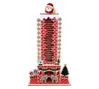 wooden christmas advent calendar, Santa Chimney Advent Calendar | 24-Day Santa Descending Chimney Design, with Numbered Wooden Tags, Reusable Fireplace Tabletop Decoration for Family Holiday