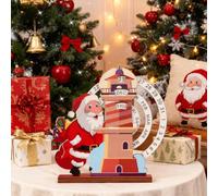 Wooden Christmas Advent Calendar Santa Claus Rotating Perpetual Calendar, Tabletop Wooden Countdown Calendar 24 Days Countdown Surprises with Month W ate Display for Xmas Home Office Decor Gift