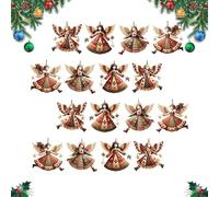 Wooden Christmas Angel Ornaments - 16 Pieces Tree Pendants | Angel Doll Decoration, 2D Christmas Wall Decoration, Car Fireplace Decoration, for Entryway Closet Party