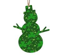 Wooden Christmas Background St Patrick'S Day Glitter Print Ornaments,Xmas Tree Decorations,4 Designs-Angel,Xmas Tree,Snowman,Bell