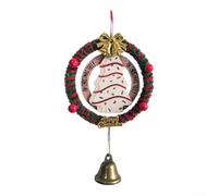 Wooden Christmas Bell Ornament 11.5cm Red Wreath Hollow Design | Natural wood texture lightweight at 32g festive holiday decor classic shape suitable for tree or door