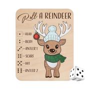 Wooden Christmas Board Game - Christmas Roll A Reindeer Puzzle with Dice | Emotional Connection Toy for Husband Teens Wife Boys Youth Daughter Son Women Girls Holiday Family Fun Activity