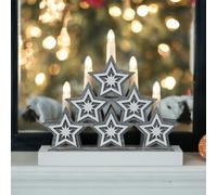 Wooden Christmas Candle Arch Stars Battery Powered Decoration Ornament Festive