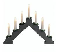 Wooden Christmas Candle Bridge 7 LED Light Up Arch Window Xmas Decoration Lights UK (Grey)