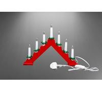 Wooden Christmas Candle Bridge, Christmas Decoration Electric Light Bright Orange Flames, Mains-Powered 7 Branch Warm White LED Xmas Candle Lights - 40 x 32 x 5 cm