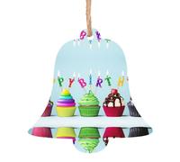 Wooden Christmas Colorful Happy Birthday Cupcakes Print Ornaments,Xmas Tree Decorations,4 Designs-Angel,Christmas Tree,Snowman,Bell