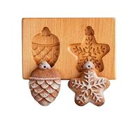 Wooden Christmas Cookie Moulds, 3D Carved Wooden Pinecones Snowflake Star Cookie Cutter, Embossing Baking Moulds Christmas Party Supplies