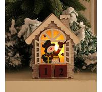 Wooden Christmas Countdown Calendar, Adorable Snowman Wooden Advent Calendar mit Light Up Designs, Detachable Christmas Decorations for Xmas Holiday Home Office (Chalet LED)