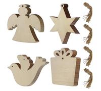 Wooden Christmas Decorations 40 Pcs Wooden Baubles Natural Blank Wood Slices Christmas Tree Hanging Ornaments with Rope, for DIY Crafts Gift Tags (4 Style)