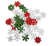 Wooden Christmas Decorations for Crafts - 50 Pieces Novelty Snowflakes Wooden Loops for Christmas Tree - Rustic Christmas Crafts Hanging for Holiday Home Decor