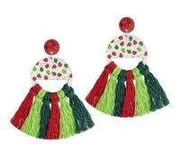 Wooden Christmas Earrings with Tassel Santa Claus Christmas Tree Merry Dangle Drop Earrings for Women Dance Party Decors, Zinc, No Gemstone