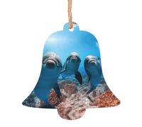 Wooden Christmas Funny Dolphin Looking At You Print Ornaments,Xmas Tree Decorations,4 Designs-Angel,Xmas Tree,Snowman,Bell