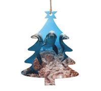 Wooden Christmas Funny Dolphin Looking At You Print Ornaments,Xmas Tree Decorations,4 Designs-Angel,Xmas Tree,Snowman,Bell