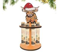 Wooden Christmas Money Holders, Highland Cow Money Holder with 10 Holes, Cash Stand for Holiday Table Decoration, Christmas Ornament for Gift Giving and Festive Home Decor, Multicolored, A