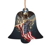 Wooden Christmas North American Bald Eagle Print Ornaments,Xmas Tree Decorations,4 Designs-Angel,Xmas Tree,Snowman,Bell