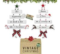 Wooden Christmas Ornament Set - Large Hanging Holiday Decoration for Indoor Use, Ceiling Decor, Window Display, Festive Room Accent