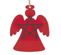 Wooden Christmas Ornaments with Moroccan Flag Pattern for Crafts, Table Decorations, Holiday Hanging Decorations